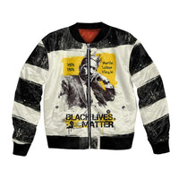 Martin Luther King Jr Bomber Jacket Black Lives Matter Street Art Portrait Civil Rights Tribute Bold Striped - Wonder Print Shop