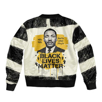 Martin Luther King Jr Bomber Jacket Black Lives Matter Street Art Portrait Civil Rights Tribute Bold Striped - Wonder Print Shop