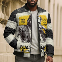 Martin Luther King Jr Bomber Puffer Jacket Black Lives Matter Street Art Portrait Civil Rights Tribute Bold Striped - Wonder Print Shop