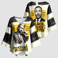 Martin Luther King Jr Kimono Sleeve Blouse Black Lives Matter Street Art Portrait Civil Rights Tribute Bold Striped - Wonder Print Shop