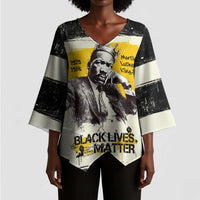Martin Luther King Jr Kimono Sleeve Blouse Black Lives Matter Street Art Portrait Civil Rights Tribute Bold Striped - Wonder Print Shop