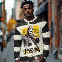 Martin Luther King Jr Long Sleeve Shirt Black Lives Matter Street Art Portrait Civil Rights Tribute Bold Striped - Wonder Print Shop
