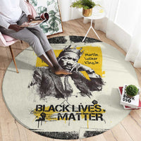 Martin Luther King Jr Round Carpet Black Lives Matter Street Art Portrait Civil Rights Tribute Bold Striped - Wonder Print Shop