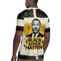 Martin Luther King Jr Rugby Jersey Black Lives Matter Street Art Portrait Civil Rights Tribute Bold Striped TS04