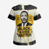 Martin Luther King Jr Scrub Top Black Lives Matter Street Art Portrait Civil Rights Tribute Bold Striped - Wonder Print Shop
