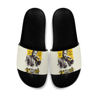 Martin Luther King Jr Slide Sandals Black Lives Matter Street Art Portrait Civil Rights Tribute Bold Striped - Wonder Print Shop
