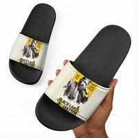 Martin Luther King Jr Slide Sandals Black Lives Matter Street Art Portrait Civil Rights Tribute Bold Striped - Wonder Print Shop