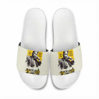 Martin Luther King Jr Slide Sandals Black Lives Matter Street Art Portrait Civil Rights Tribute Bold Striped - Wonder Print Shop