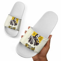 Martin Luther King Jr Slide Sandals Black Lives Matter Street Art Portrait Civil Rights Tribute Bold Striped - Wonder Print Shop