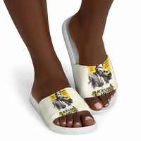 Martin Luther King Jr Slide Sandals Black Lives Matter Street Art Portrait Civil Rights Tribute Bold Striped - Wonder Print Shop
