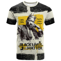 Martin Luther King Jr T shirt Black Lives Matter Street Art Portrait Civil Rights Tribute Bold Striped TS04
