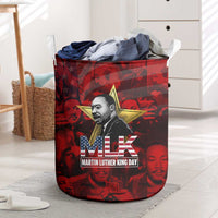 MLK Day Laundry Basket Martin Luther King Jr Tribute American Flag Lettering - Wonder Print Shop