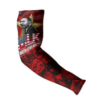 MLK Day Arm Sleeves Martin Luther King Jr Tribute American Flag Lettering - Wonder Print Shop