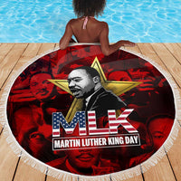 MLK Day Beach Blanket Martin Luther King Jr Tribute American Flag Lettering - Wonder Print Shop