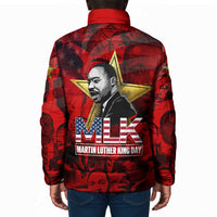 MLK Day Padded Jacket Martin Luther King Jr Tribute American Flag Lettering - Wonder Print Shop