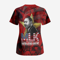 MLK Day Scrub Top Martin Luther King Jr Tribute American Flag Lettering - Wonder Print Shop