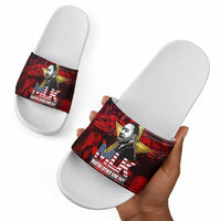 MLK Day Slide Sandals Martin Luther King Jr Tribute American Flag Lettering - Wonder Print Shop