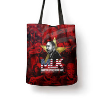 MLK Day Tote Bag Martin Luther King Jr Tribute American Flag Lettering - Wonder Print Shop