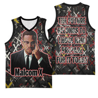 Malcolm X Basketball Jersey Street Art Style Portrait Quote The Future Belongs to Those Who Prepare Civil Rights Tribute - Wonder Print Shop