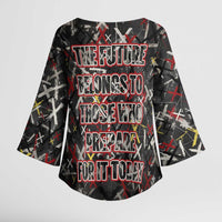 Malcolm X Kimono Sleeve Blouse Street Art Style Portrait Quote The Future Belongs to Those Who Prepare Civil Rights Tribute - Wonder Print Shop