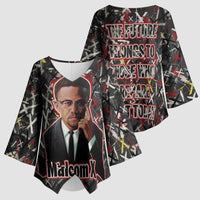 Malcolm X Kimono Sleeve Blouse Street Art Style Portrait Quote The Future Belongs to Those Who Prepare Civil Rights Tribute - Wonder Print Shop