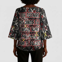 Malcolm X Kimono Sleeve Blouse Street Art Style Portrait Quote The Future Belongs to Those Who Prepare Civil Rights Tribute - Wonder Print Shop