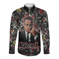 Malcolm X Long Sleeve Button Shirt Street Art Style Portrait Quote The Future Belongs to Those Who Prepare Civil Rights Tribute - Wonder Print Shop