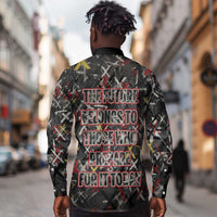 Malcolm X Long Sleeve Button Shirt Street Art Style Portrait Quote The Future Belongs to Those Who Prepare Civil Rights Tribute - Wonder Print Shop