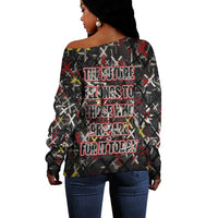 Malcolm X Off Shoulder Sweater Street Art Style Portrait Quote The Future Belongs to Those Who Prepare Civil Rights Tribute - Wonder Print Shop
