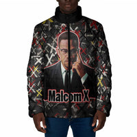 Malcolm X Padded Jacket Street Art Style Portrait Quote The Future Belongs to Those Who Prepare Civil Rights Tribute - Wonder Print Shop