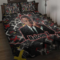 Malcolm X Quilt Bed Set Street Art Style Portrait Quote The Future Belongs to Those Who Prepare Civil Rights Tribute - Wonder Print Shop