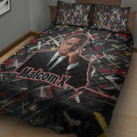 Malcolm X Quilt Bed Set Street Art Style Portrait Quote The Future Belongs to Those Who Prepare Civil Rights Tribute - Wonder Print Shop