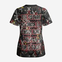 Malcolm X Scrub Top Street Art Style Portrait Quote The Future Belongs to Those Who Prepare Civil Rights Tribute - Wonder Print Shop