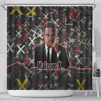 Malcolm X Shower Curtain Street Art Style Portrait Quote The Future Belongs to Those Who Prepare Civil Rights Tribute - undefined