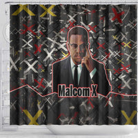 Malcolm X Shower Curtain Street Art Style Portrait Quote The Future Belongs to Those Who Prepare Civil Rights Tribute - undefined