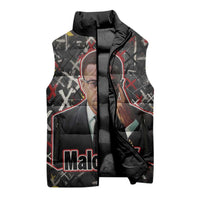 Malcolm X Sleeveless Puffer Jacket Street Art Style Portrait Quote The Future Belongs to Those Who Prepare Civil Rights Tribute - Wonder Print Shop