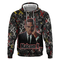 Malcolm X Zip Hoodie Street Art Style Portrait Quote The Future Belongs to Those Who Prepare Civil Rights Tribute - Wonder Print Shop