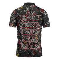 Malcolm X Zipper Polo Shirt Street Art Style Portrait Quote The Future Belongs to Those Who Prepare Civil Rights Tribute - Wonder Print Shop