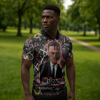 Malcolm X Zipper Polo Shirt Street Art Style Portrait Quote The Future Belongs to Those Who Prepare Civil Rights Tribute - Wonder Print Shop