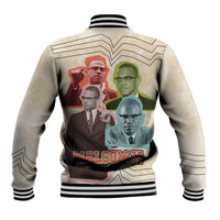Malcolm X Baseball Jacket Pop Art Portrait Collage Civil Rights Activist Retro Style Design - Wonder Print Shop