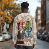 Malcolm X Long Sleeve Shirt Pop Art Portrait Collage Civil Rights Activist Retro Style Design - Wonder Print Shop
