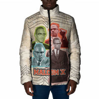 Malcolm X Padded Jacket Pop Art Portrait Collage Civil Rights Activist Retro Style Design - Wonder Print Shop