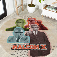Malcolm X Round Carpet Pop Art Portrait Collage Civil Rights Activist Retro Style Design - Wonder Print Shop