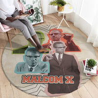 Malcolm X Round Carpet Pop Art Portrait Collage Civil Rights Activist Retro Style Design - Wonder Print Shop