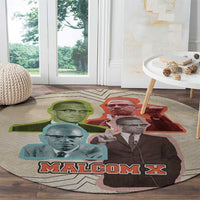 Malcolm X Round Carpet Pop Art Portrait Collage Civil Rights Activist Retro Style Design - Wonder Print Shop