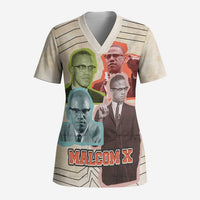 Malcolm X Scrub Top Pop Art Portrait Collage Civil Rights Activist Retro Style Design - Wonder Print Shop