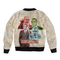 Malcolm X Sleeve Zip Bomber Jacket Pop Art Portrait Collage Civil Rights Activist Retro Style Design - Wonder Print Shop