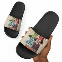 Malcolm X Slide Sandals Pop Art Portrait Collage Civil Rights Activist Retro Style Design - Wonder Print Shop