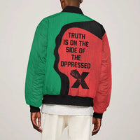 Malcolm X Bomber Jacket Truth Is on the Side of the Oppressed Quote Civil Rights Tribute - Wonder Print Shop
