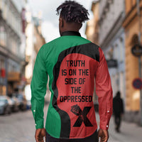 Malcolm X Long Sleeve Button Shirt Truth Is on the Side of the Oppressed Quote Civil Rights Tribute - Wonder Print Shop
